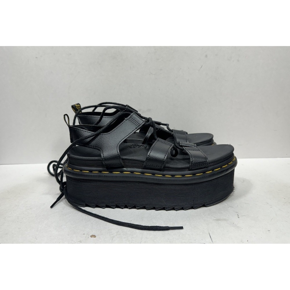 Dr. Martens Nartilla Sandals Women Sz 7 Black Gladiator Platform Lace Up Shoes